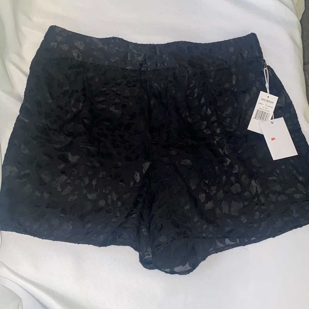 Good American Midnight Leopard Burnout Shorts